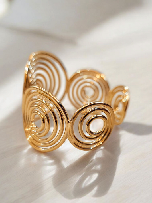 Golden Spiral Open Cuff Bracelet