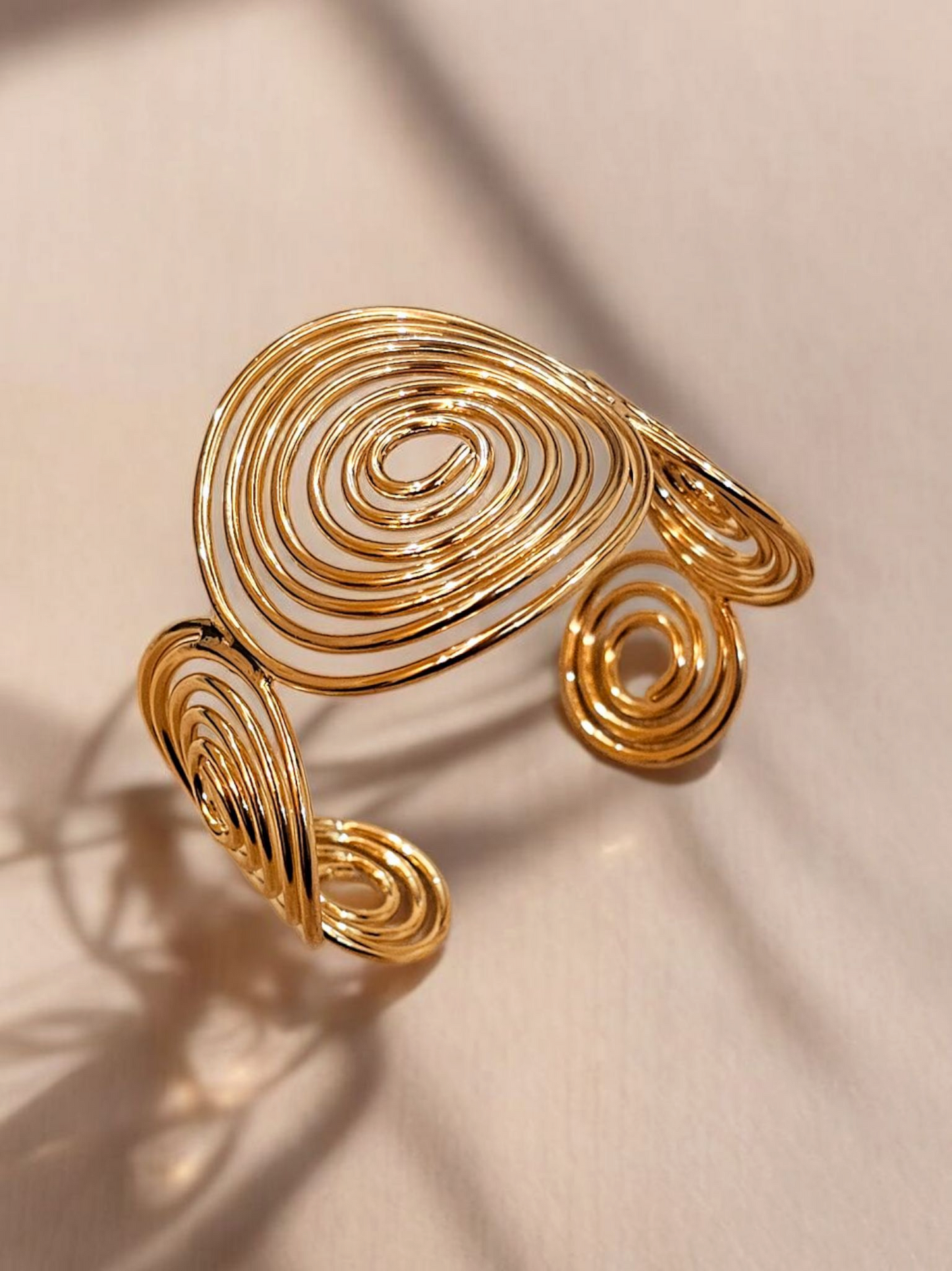 Golden Spiral Open Cuff Bracelet