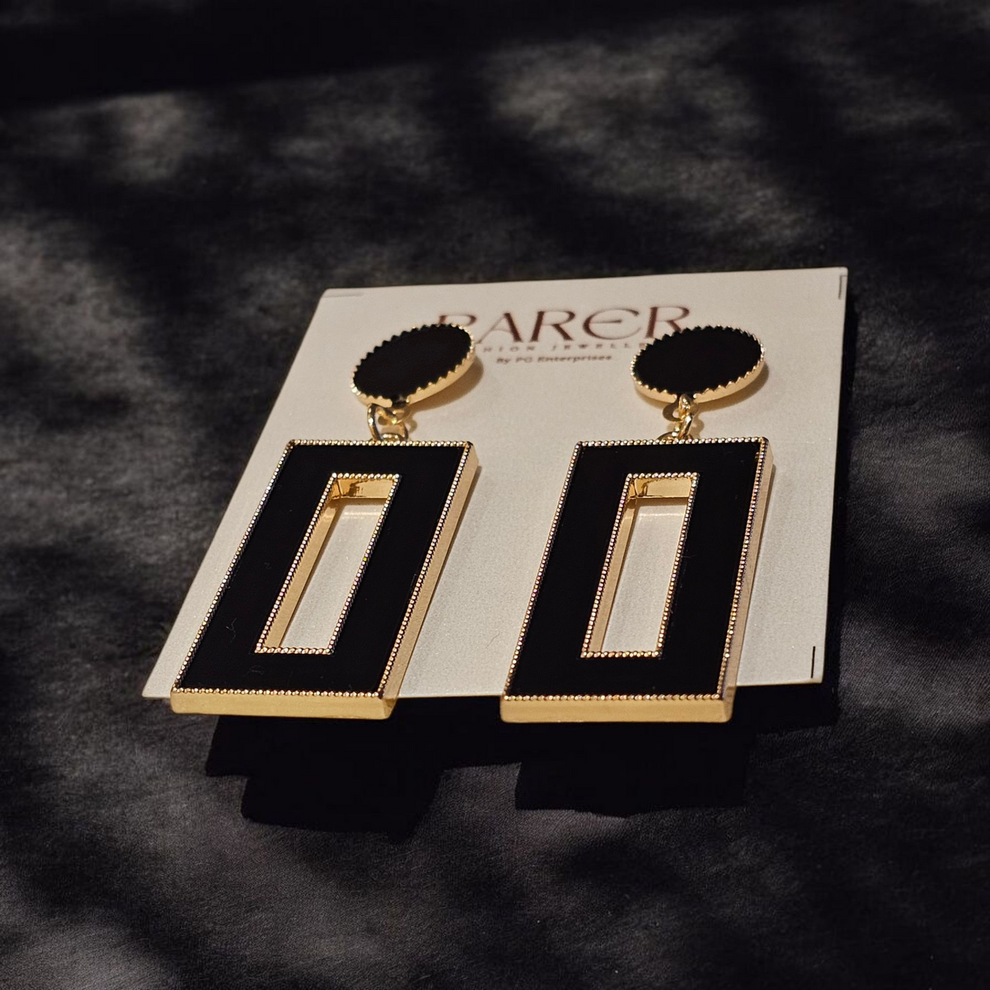 Black & Gold Geometric Drop Earrings