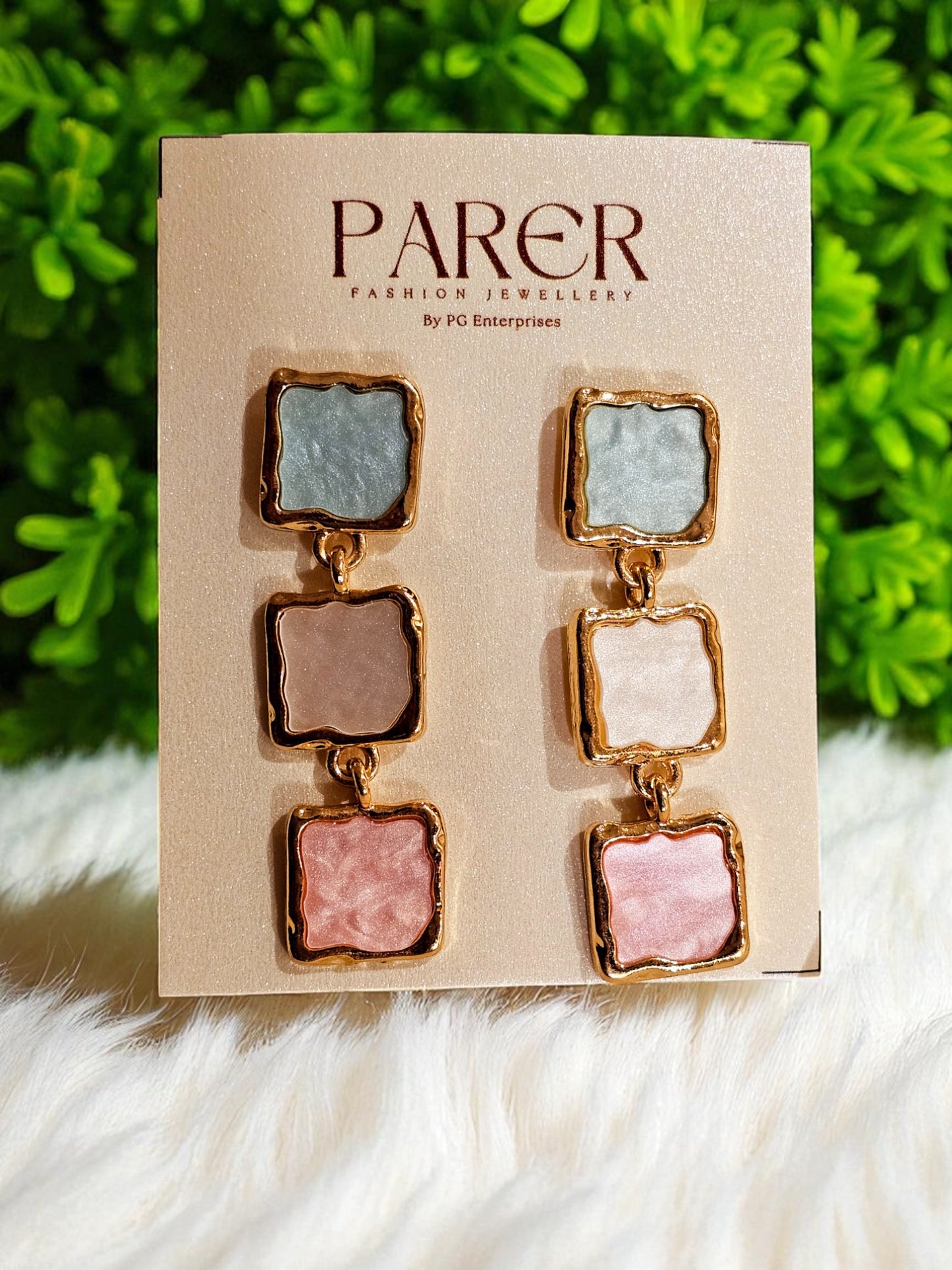Dual-Tone Geometric Drop Earrings