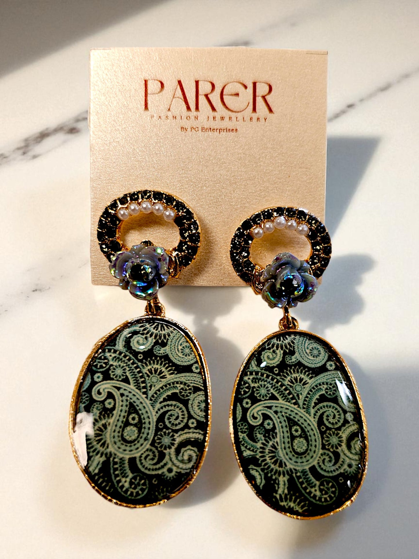 Boho Mandala Statement Earrings – Colourful Enamel with Floral Accents