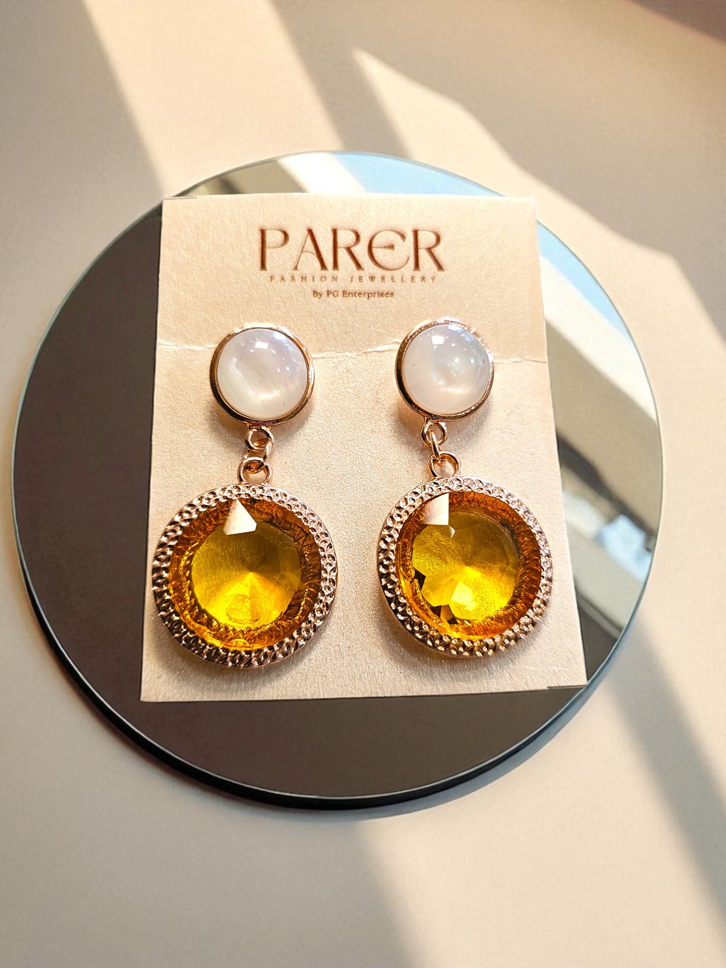 Golden Glow Dual-Tone Drop Earrings