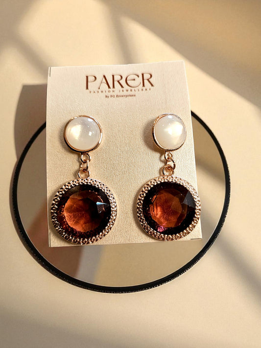 Dual Charm Ruby-White Drop Earrings