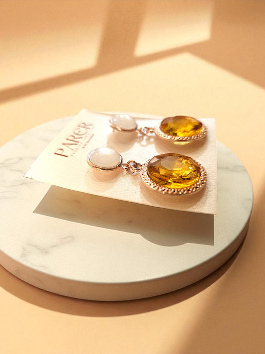 Golden Glow Dual-Tone Drop Earrings