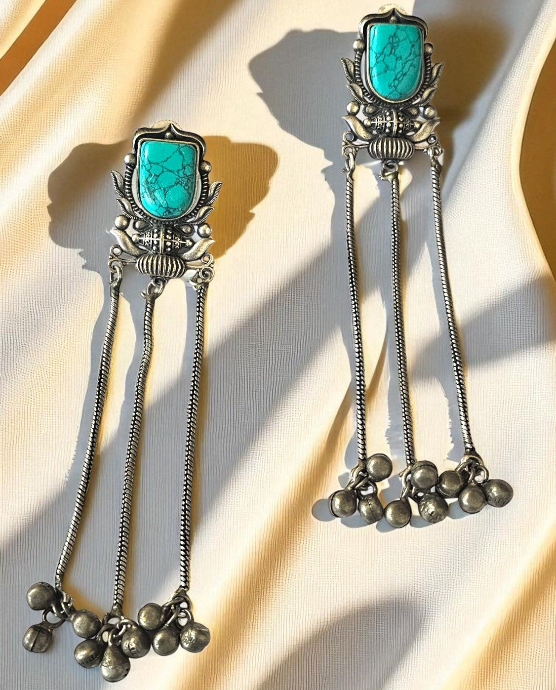 Heritage Turquoise Tribal Long Earrings