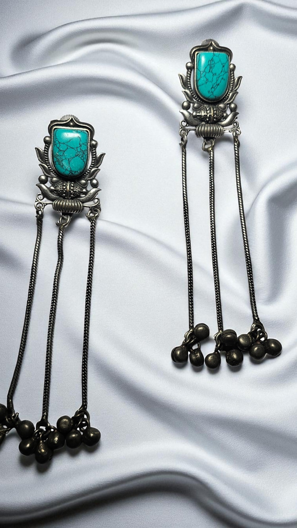 Heritage Turquoise Tribal Long Earrings