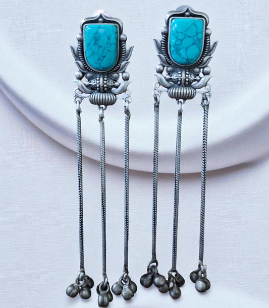 Heritage Turquoise Tribal Long Earrings