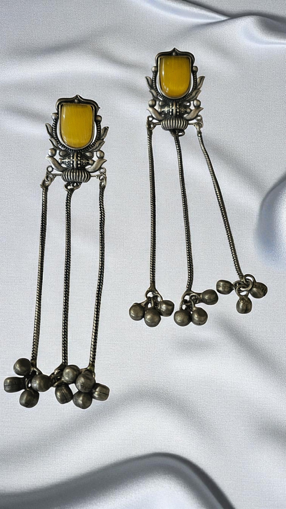 Heritage Mustard Stone Tribal Long Earrings