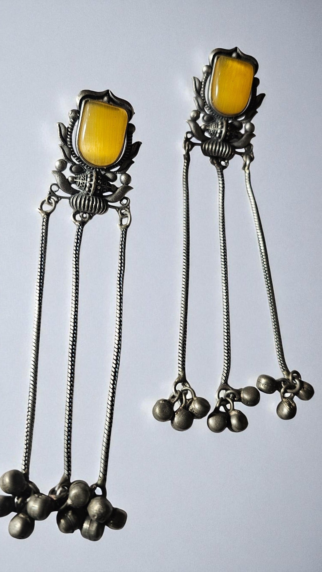 Heritage Mustard Stone Tribal Long Earrings