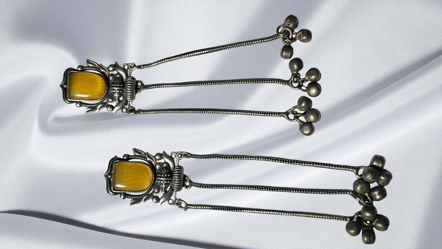 Heritage Mustard Stone Tribal Long Earrings