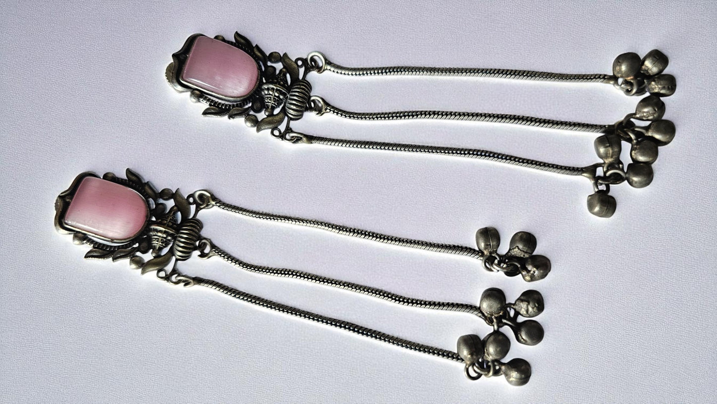 Heritage Rose Stone Tribal Long Earrings