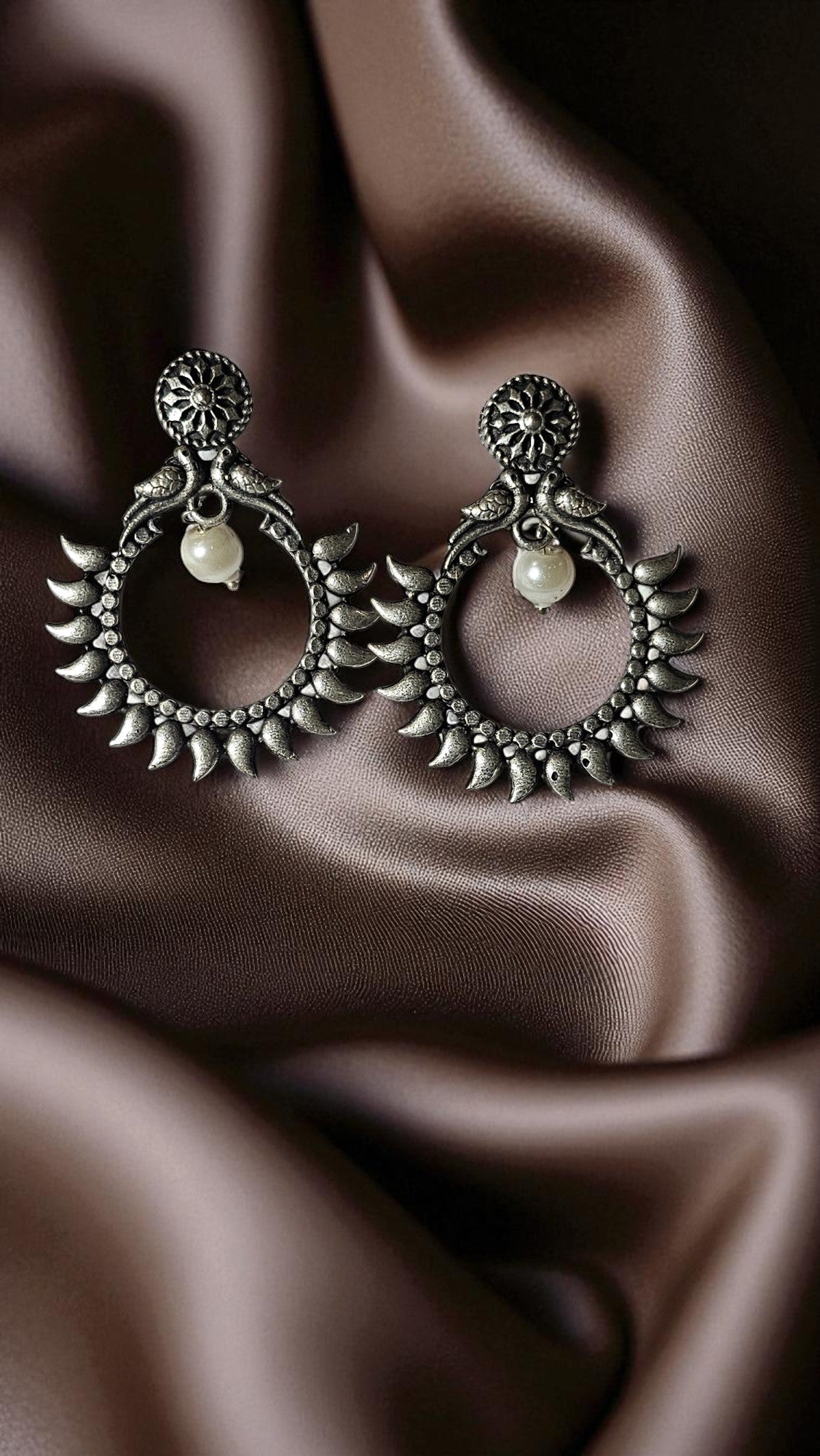 Antique Sunburst Pearl Drop Earrings