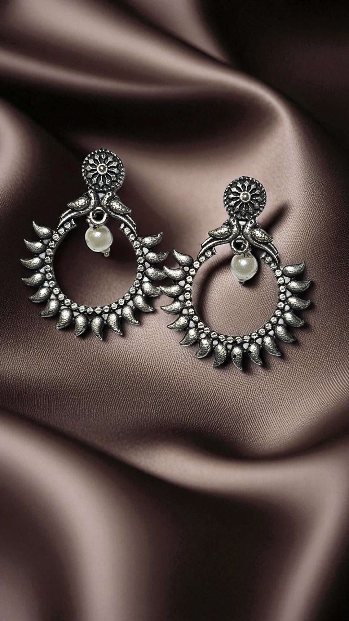 Antique Sunburst Pearl Drop Earrings