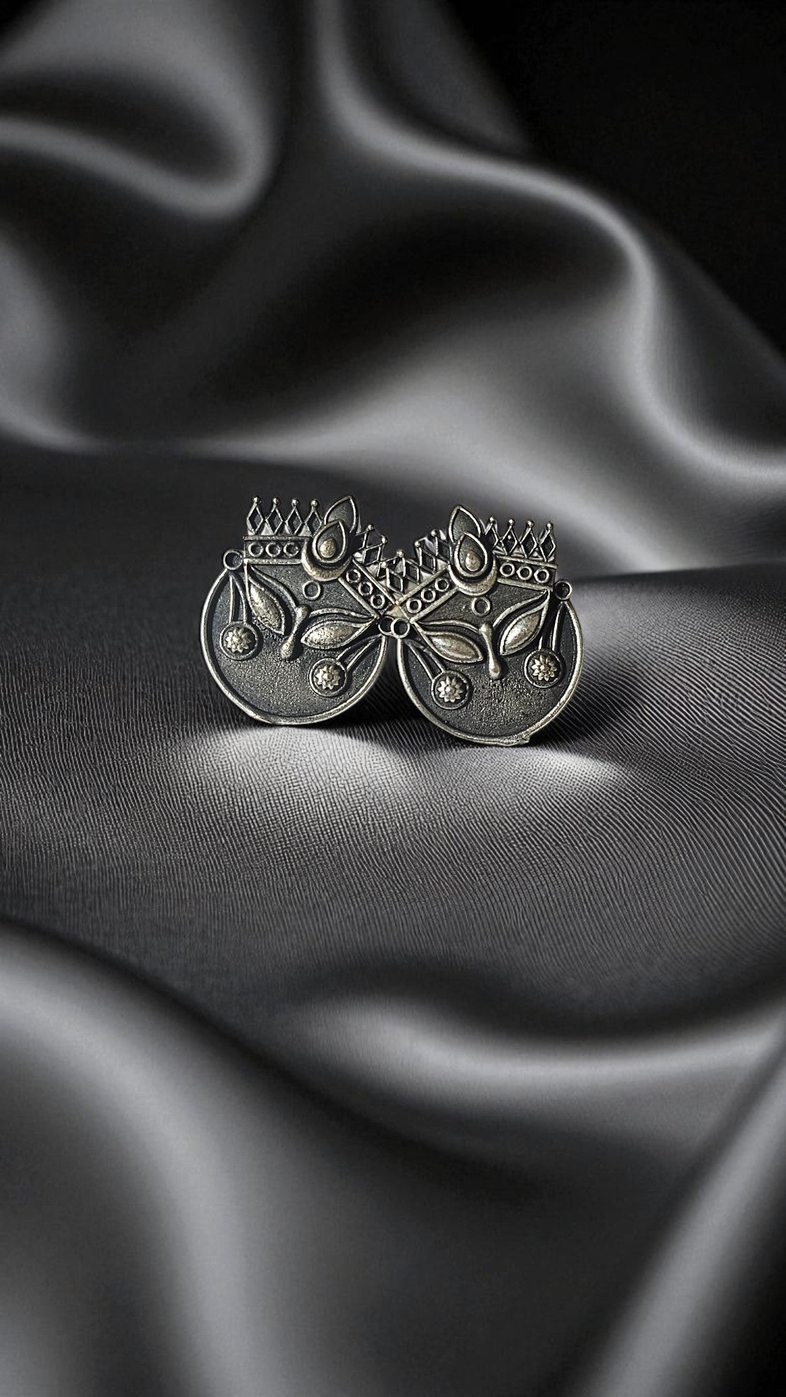 Divine Durga Oxidised Stud Earrings