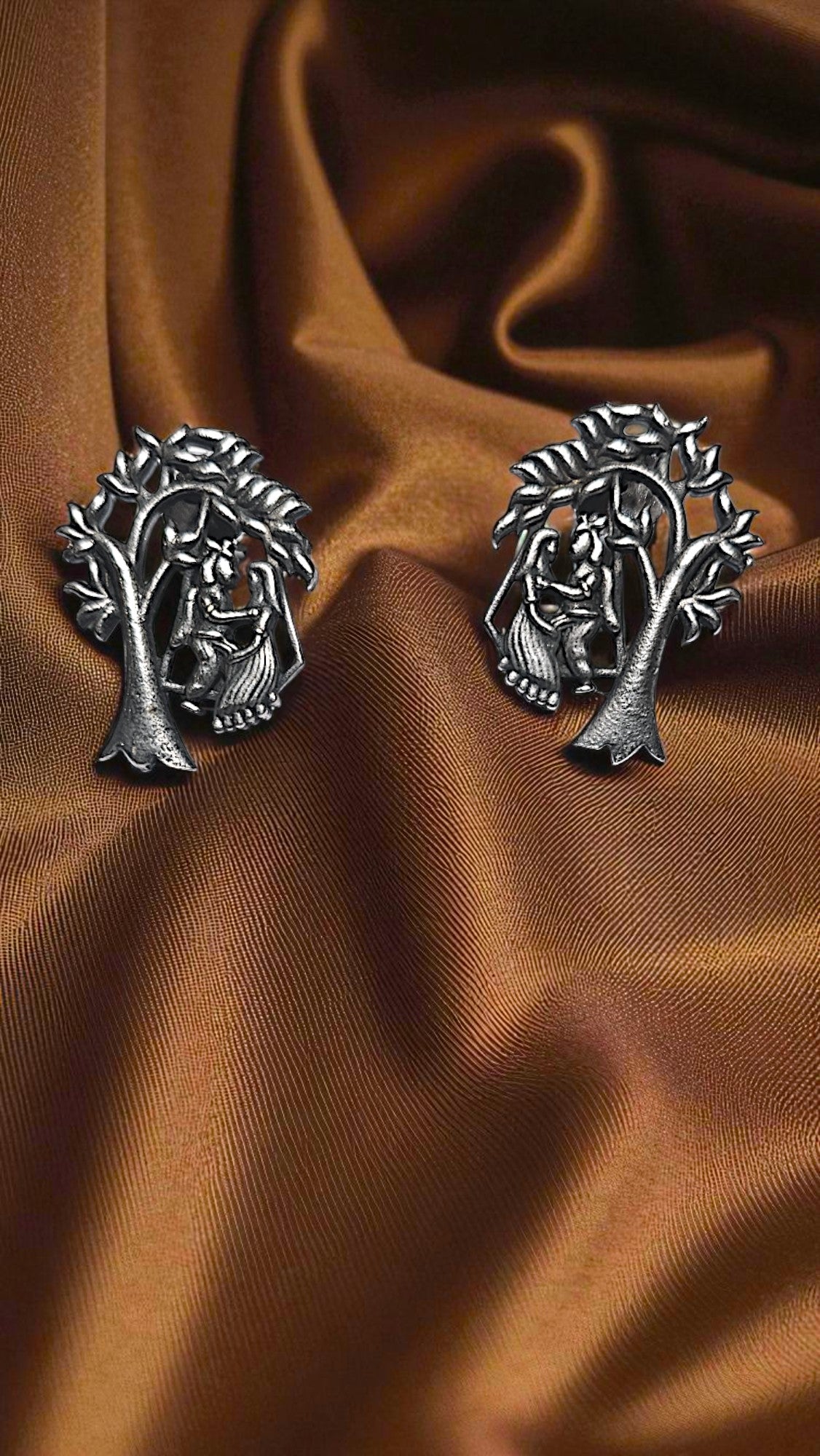 Radha Krishna Tree of Love Stud Earrings