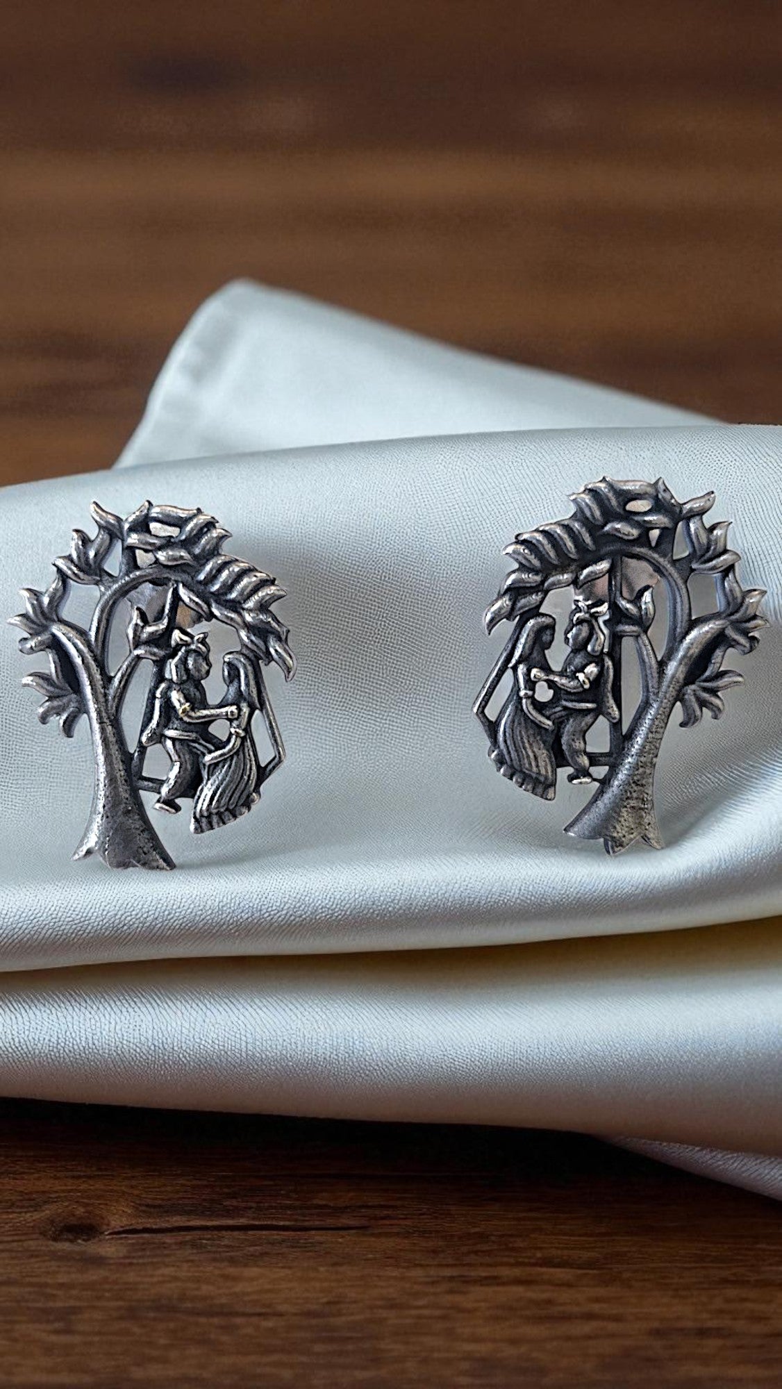 Radha Krishna Tree of Love Stud Earrings