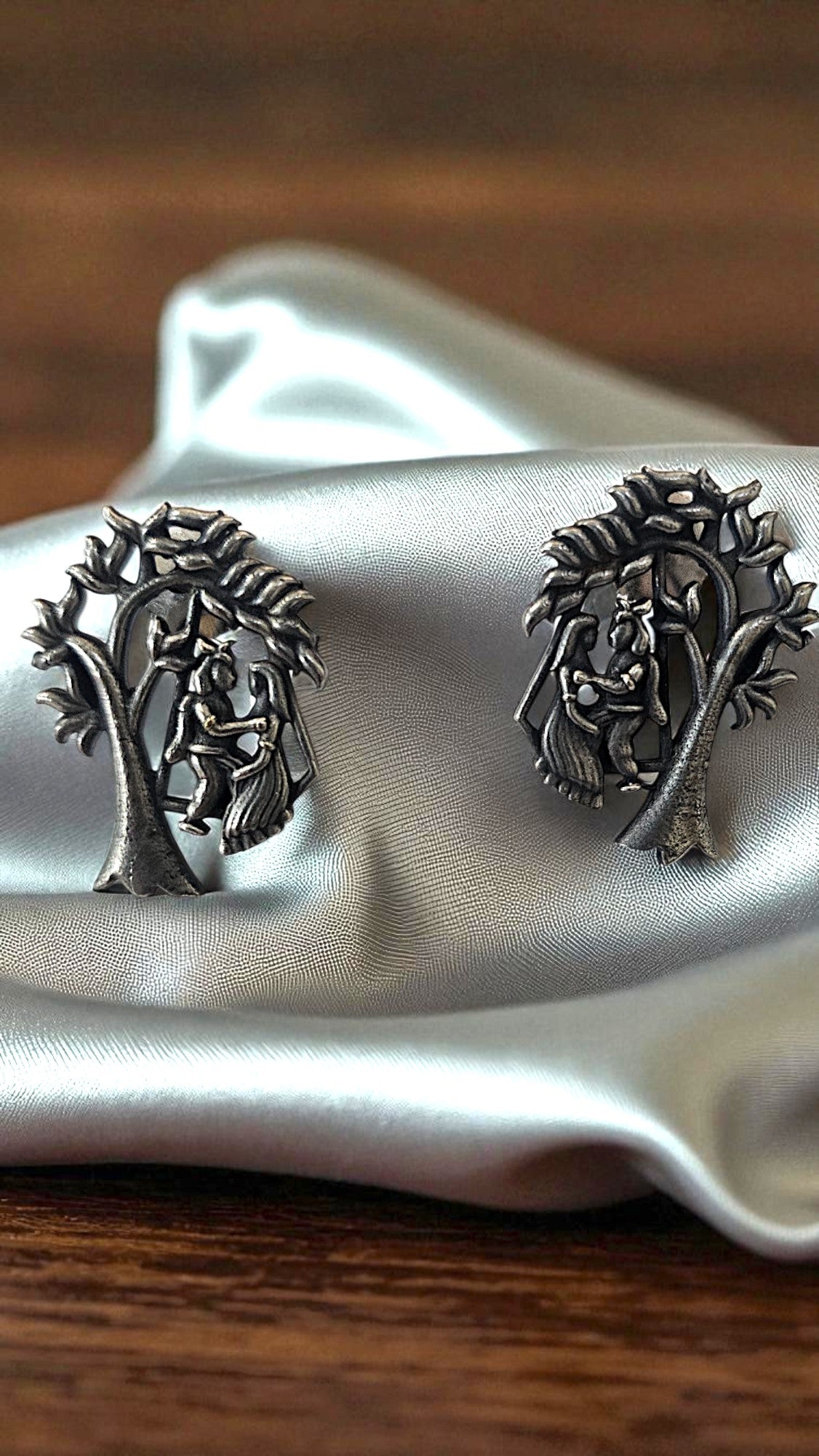 Radha Krishna Tree of Love Stud Earrings