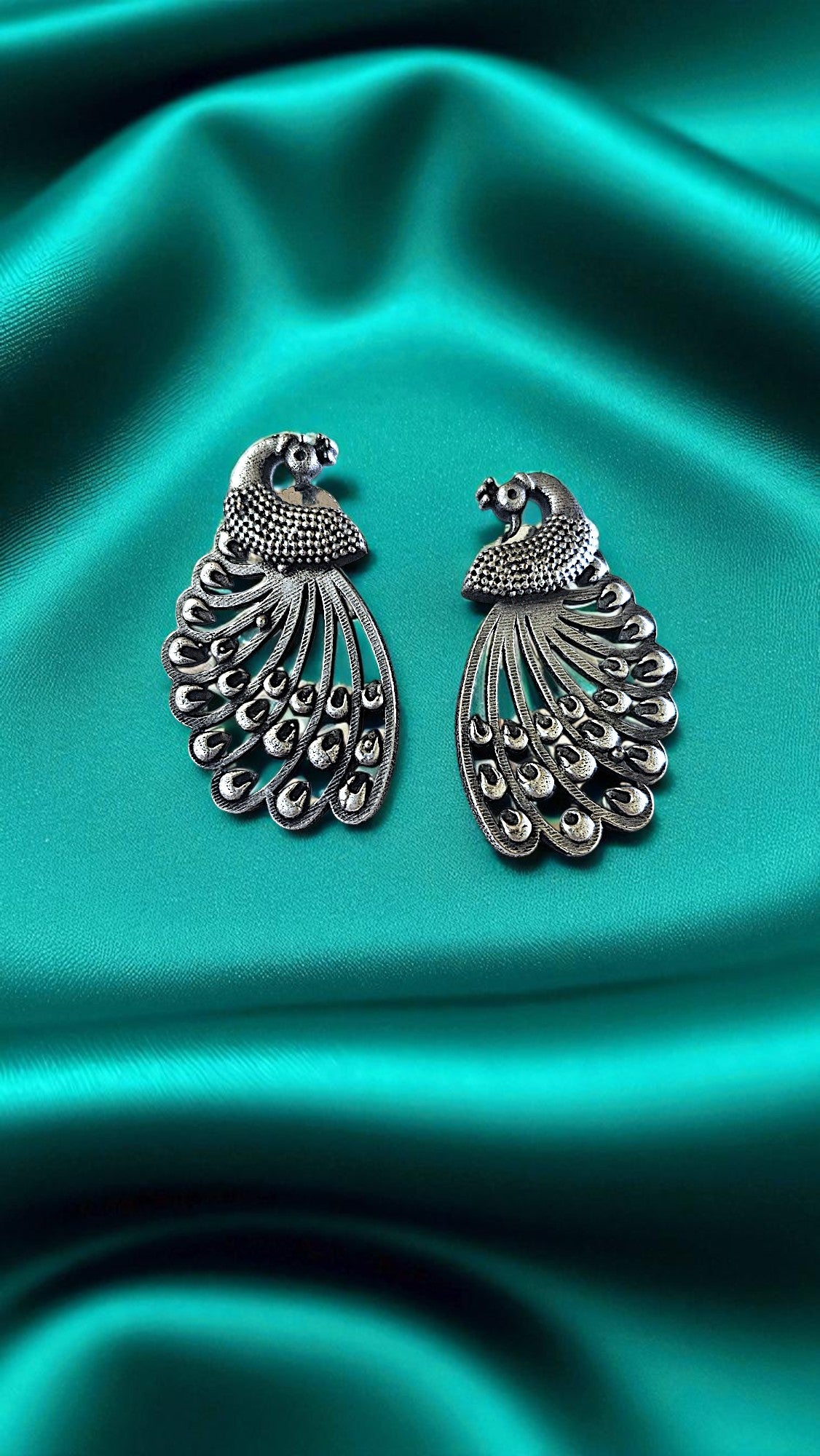 Regal Peacock Oxidised Earrings