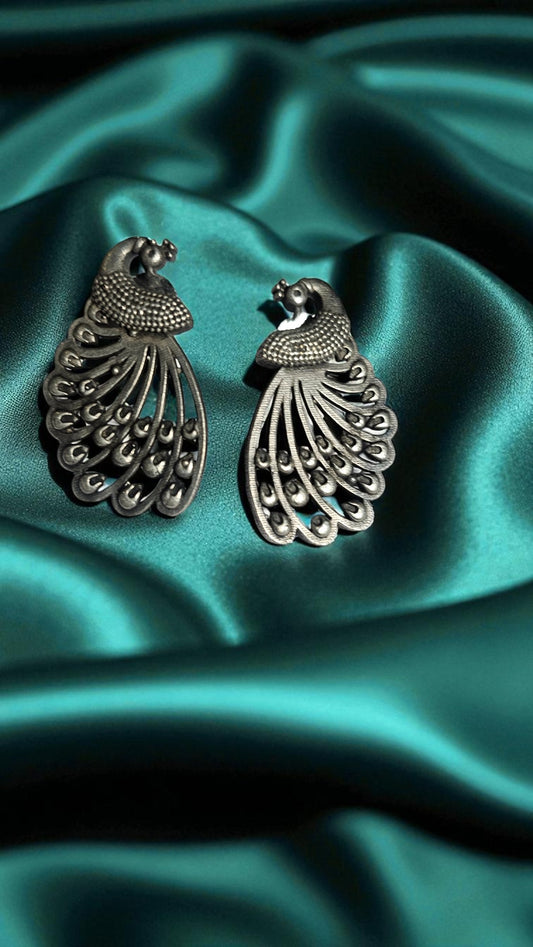 Regal Peacock Oxidised Earrings