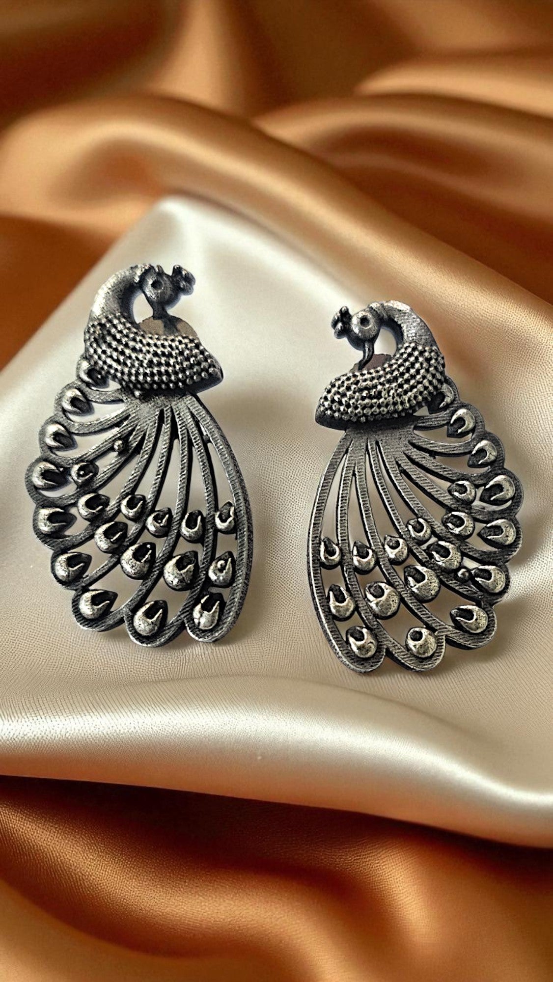 Regal Peacock Oxidised Earrings