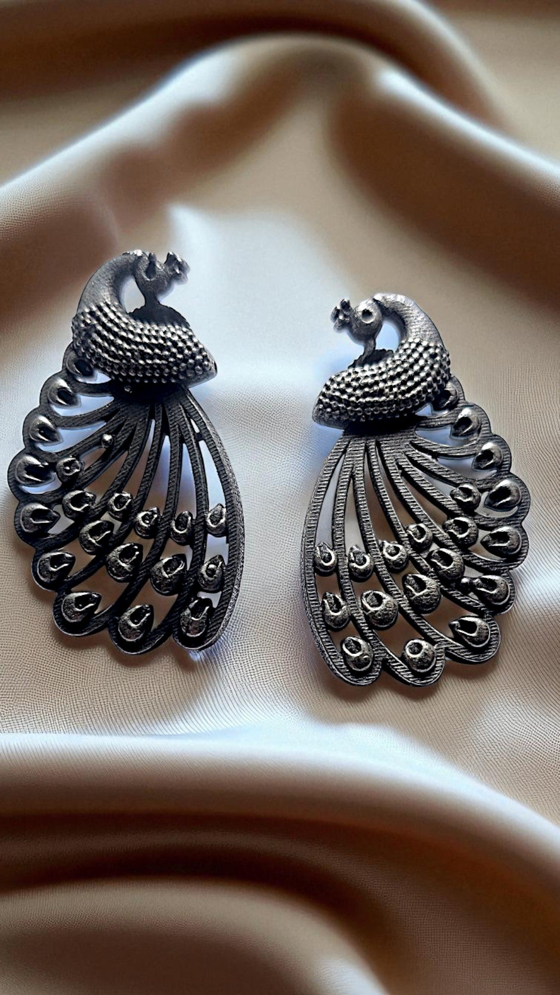 Regal Peacock Oxidised Earrings