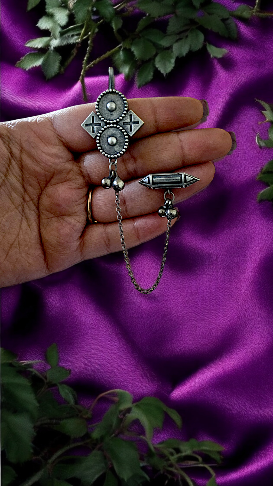 Tribal Chain Link Oxidised Earrings