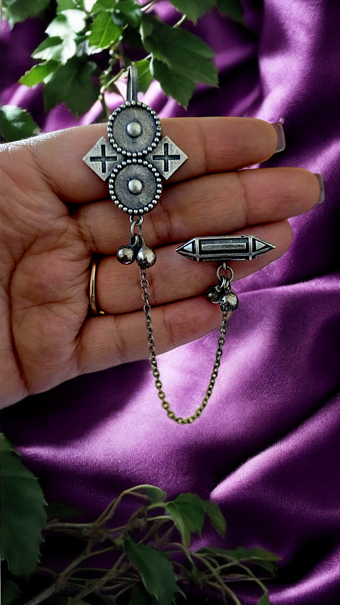 Tribal Chain Link Oxidised Earrings