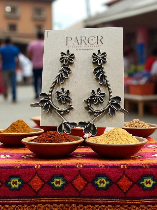 Blooming Vines Oxidised Floral Ear Cuff