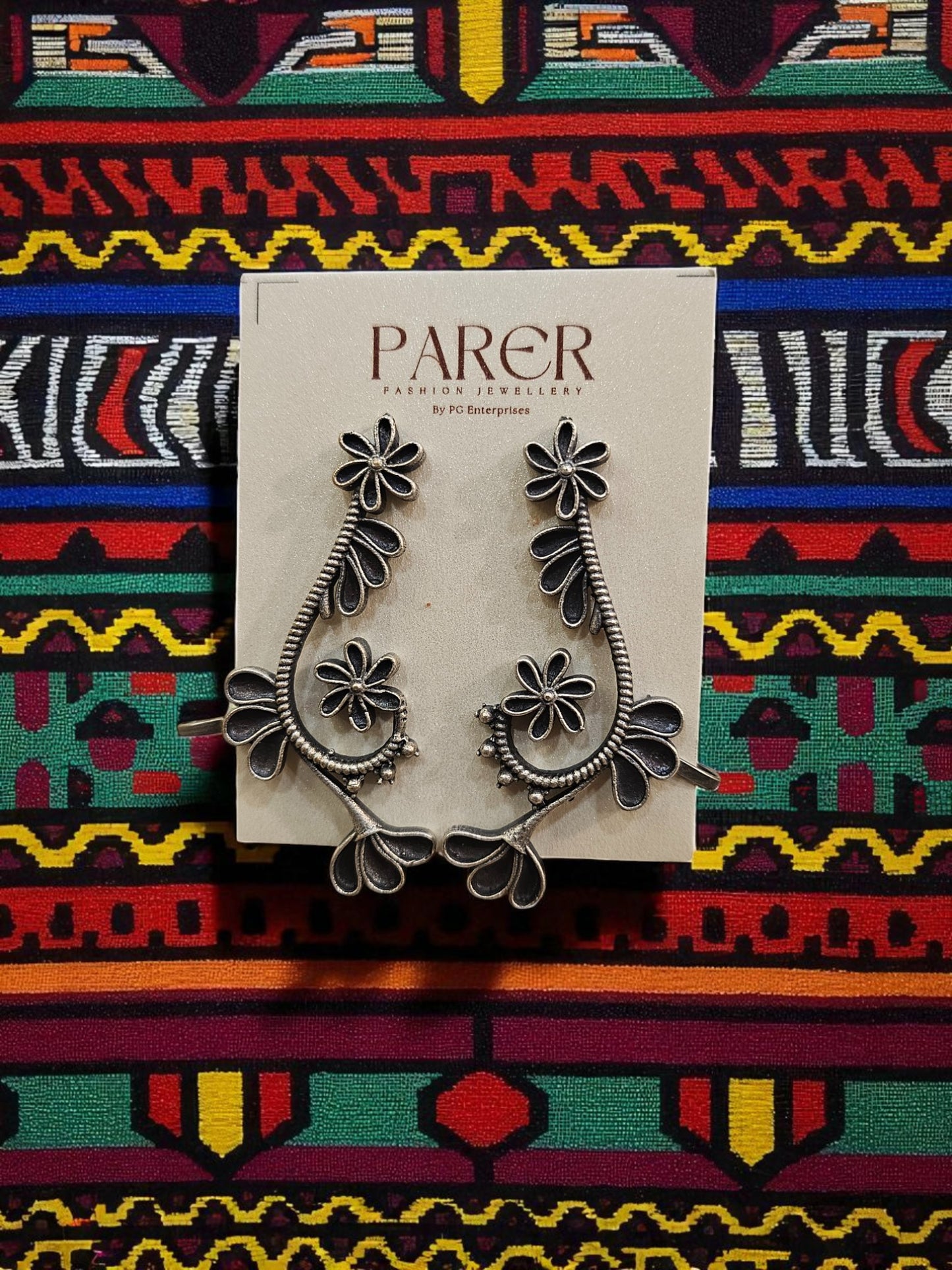 Blooming Vines Oxidised Floral Ear Cuff