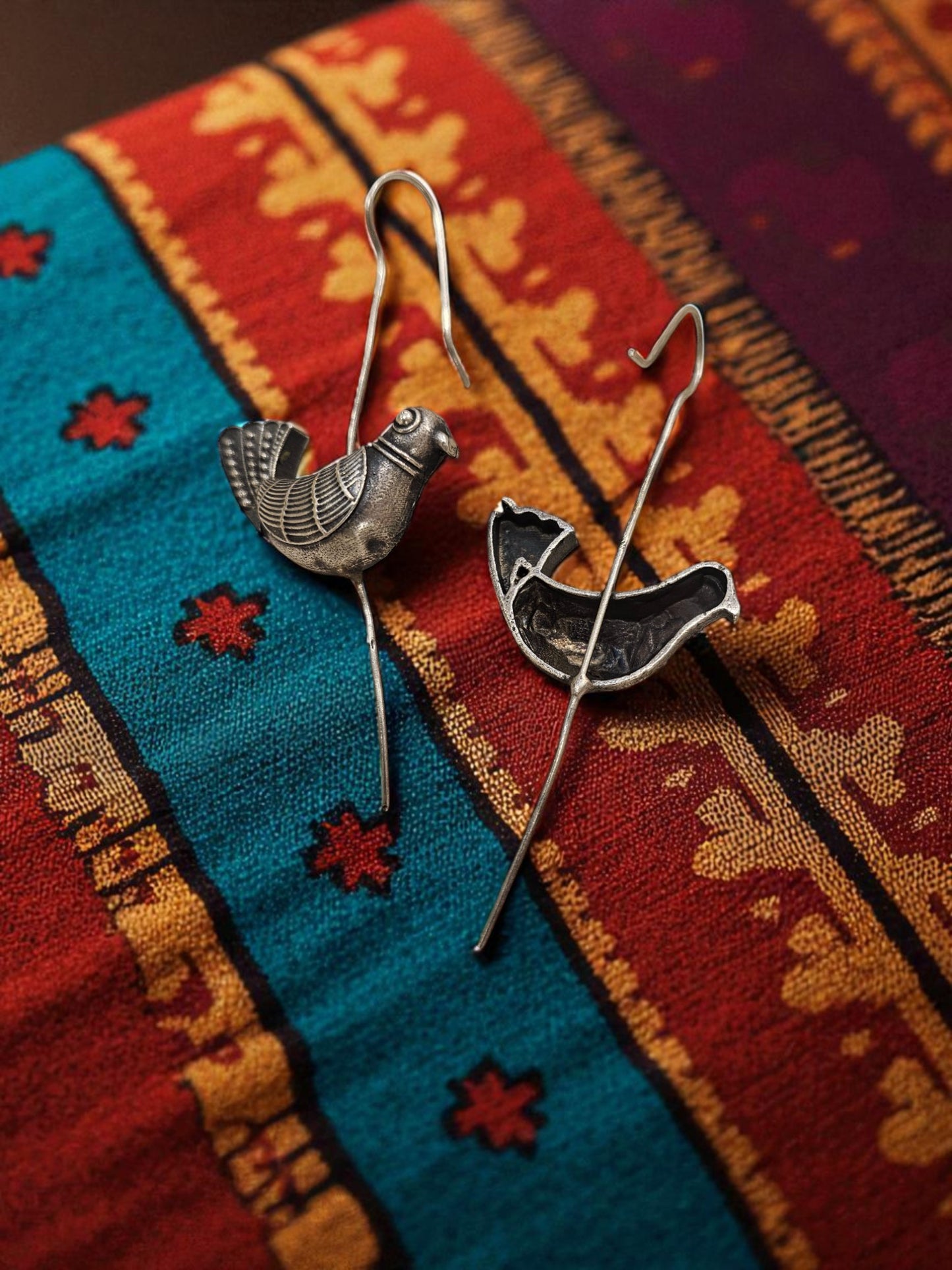Sparrow Song Oxidised Hook Earrings (Bugati)