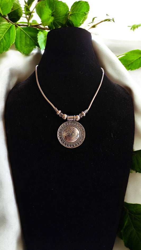 Mandala Charm Oxidised Necklace