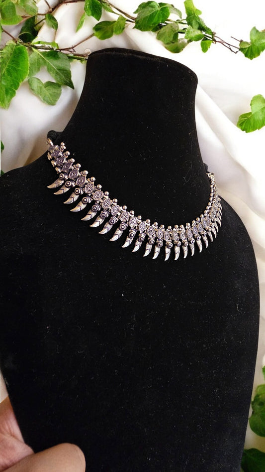 Tribal Charm Oxidised Choker Necklace