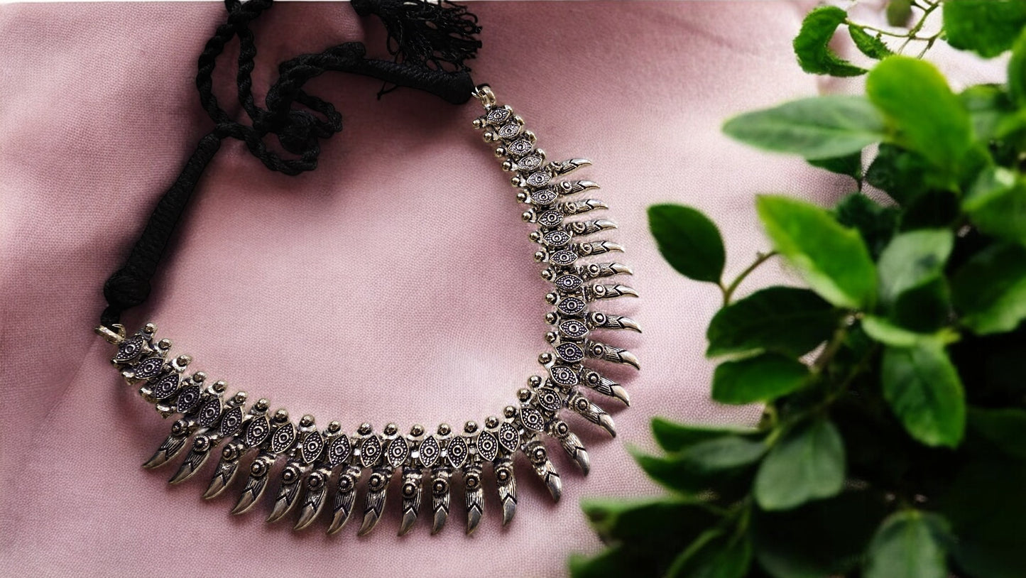 Tribal Charm Oxidised Choker Necklace