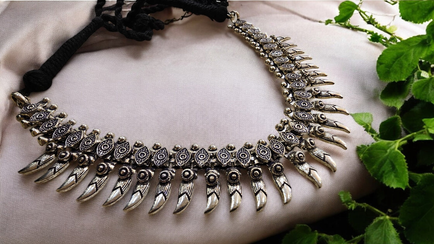 Tribal Charm Oxidised Choker Necklace