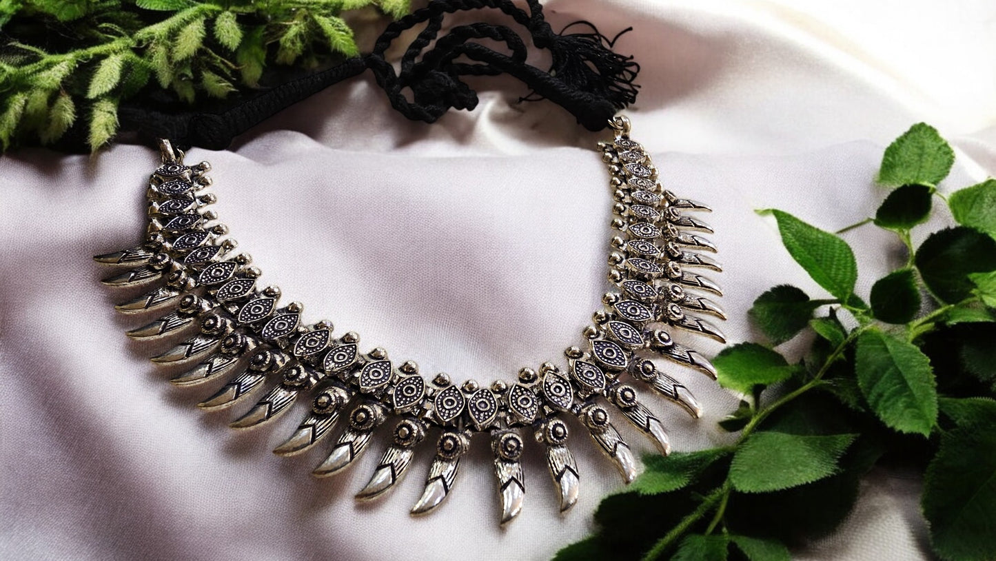 Tribal Charm Oxidised Choker Necklace