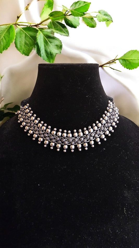 Tribal Charm Oxidised Choker Necklace