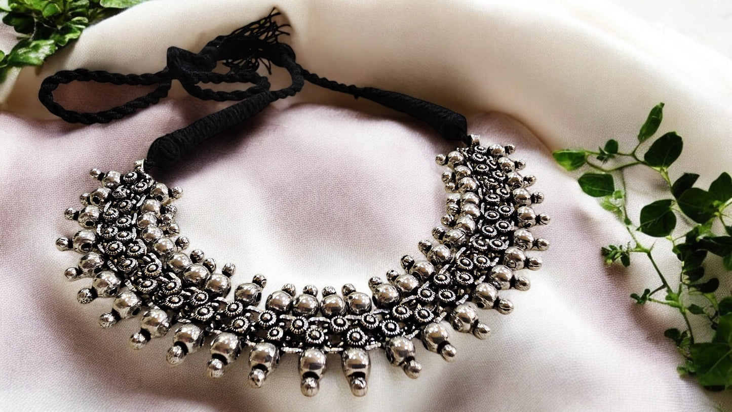 Tribal Charm Oxidised Choker Necklace