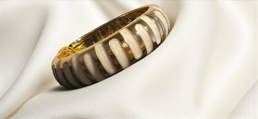 Golden Ivory Wide Stripe Bangle