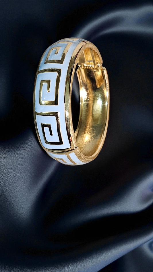 Azure Greek Key Enamel Bangle