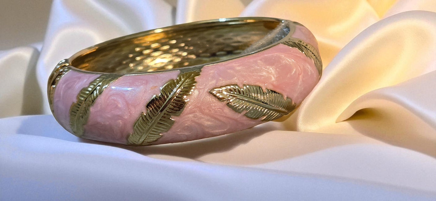 Blush Feather Enamel Bangle