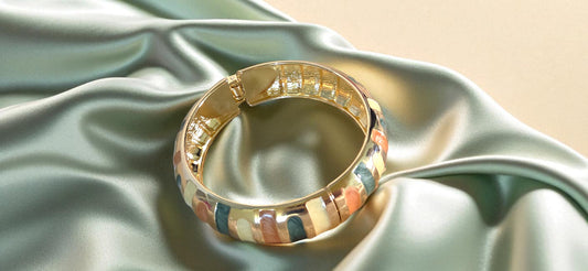 Terracotta Stripe Enamel Bangle