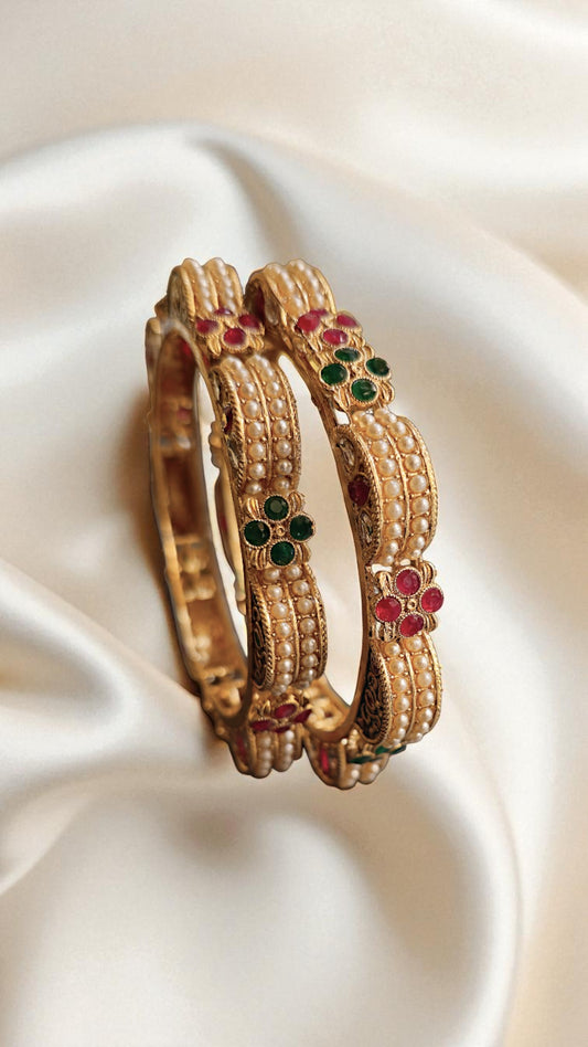 Royal Heritage Kundan Pearl Bangles