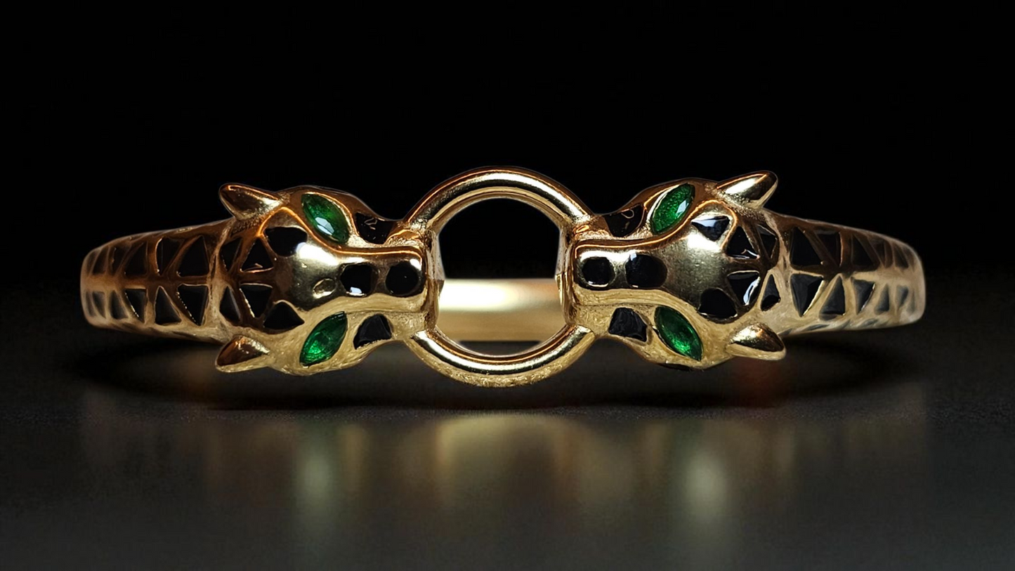 Regal Panther Head Kada Bracelet (Gold Finish)