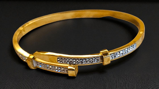 Crystal Elegance Gold Kada Bracelet