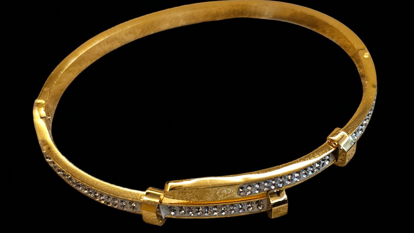 Crystal Elegance Gold Kada Bracelet