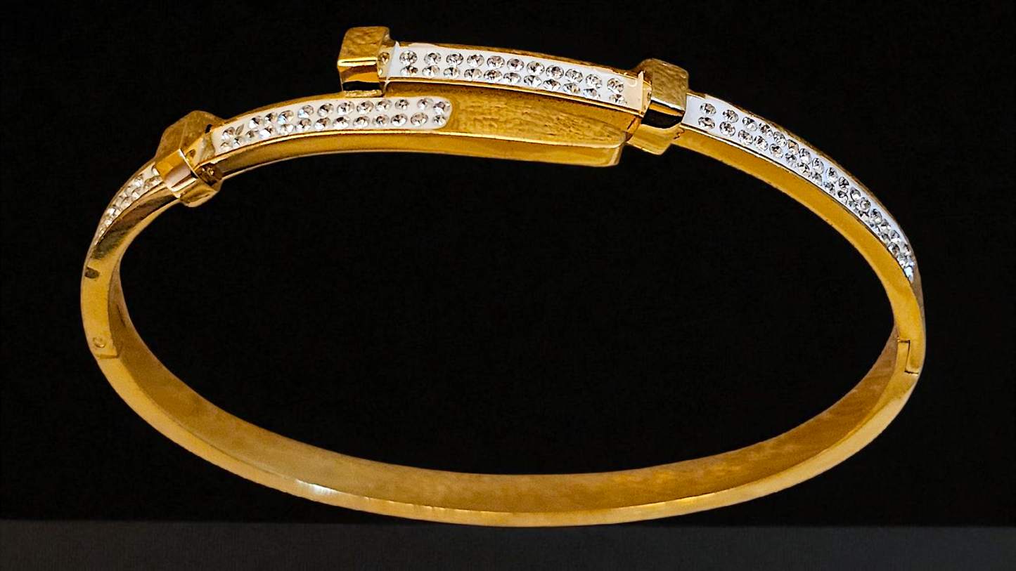 Crystal Elegance Gold Kada Bracelet