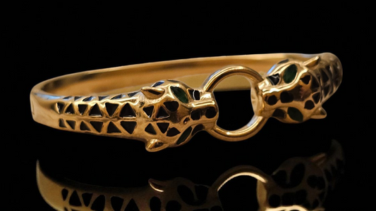 Regal Panther Head Kada Bracelet (Gold Finish)
