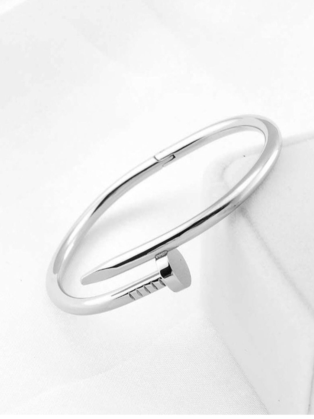 Silver Plated Anti Tarnish Nail Bracelet