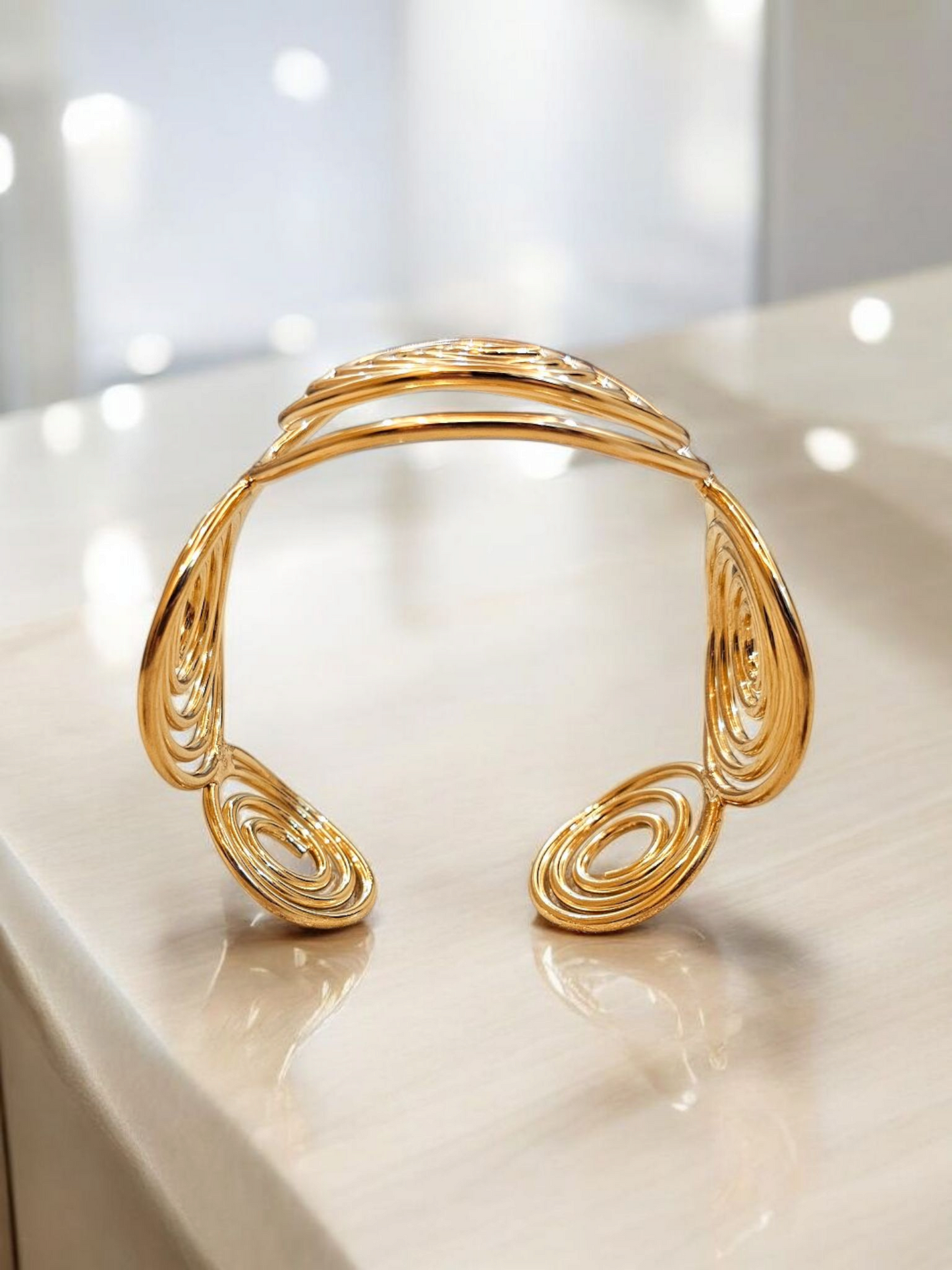 Golden Spiral Open Cuff Bracelet