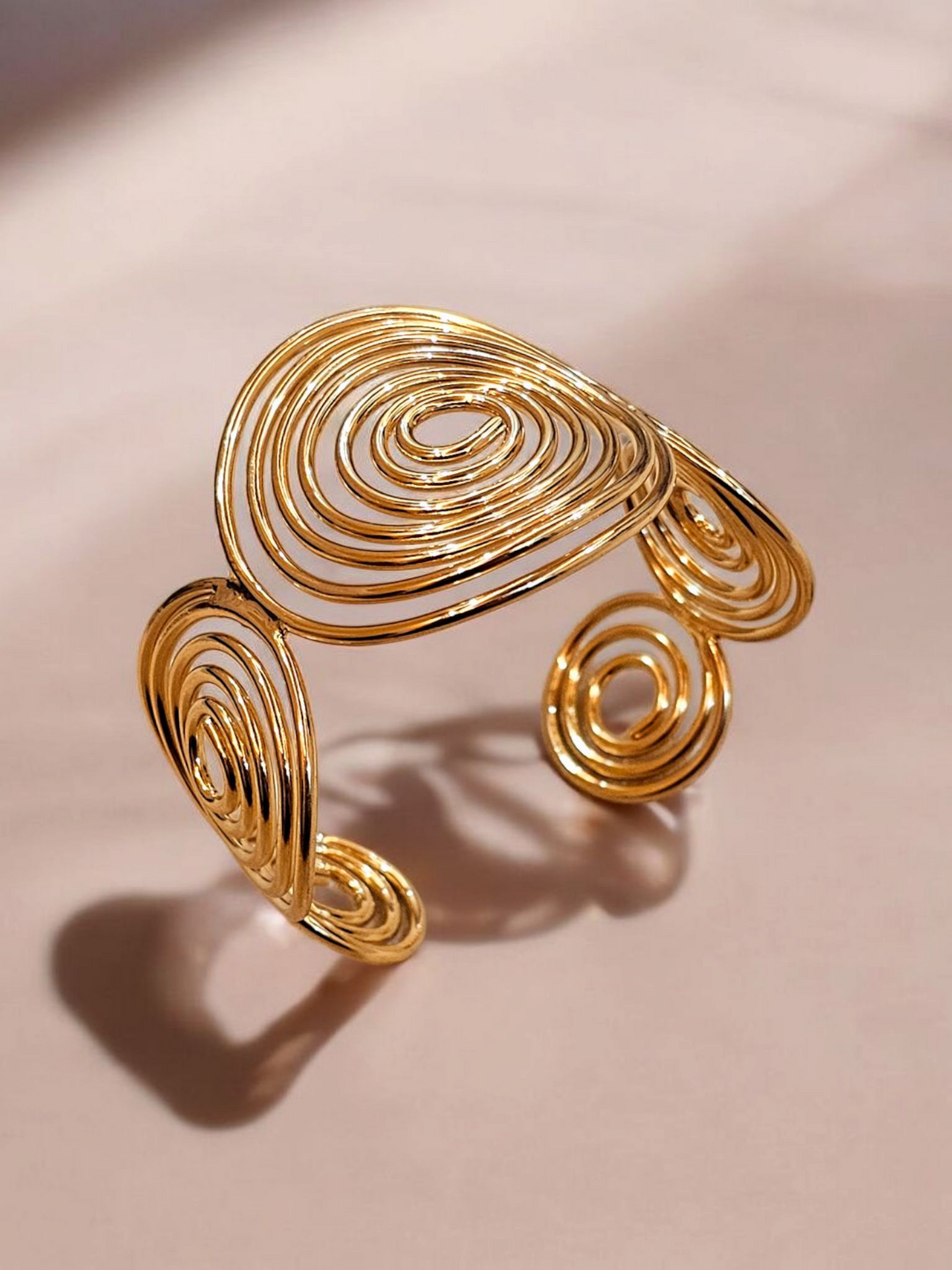 Golden Spiral Open Cuff Bracelet